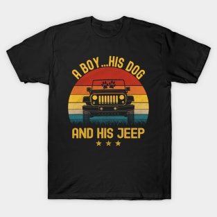 A Boy His Dog And His Jeep Vintage Jeep Jeeps Lover T-Shirt